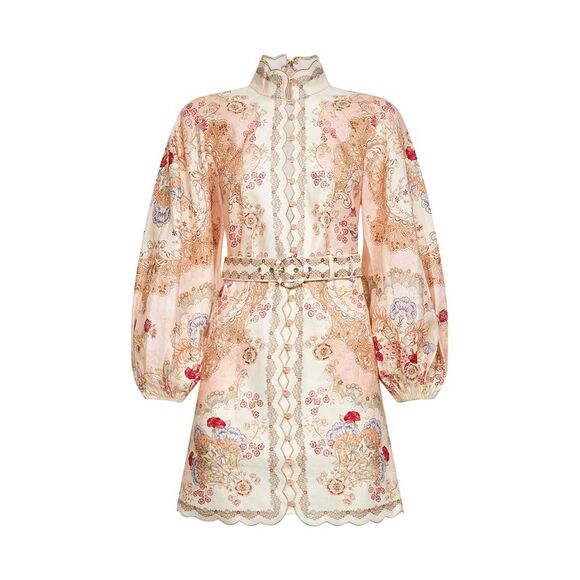 Zimmermann Women Wallpaper Floral-Print Blush Linen Daylight Mini Dress
